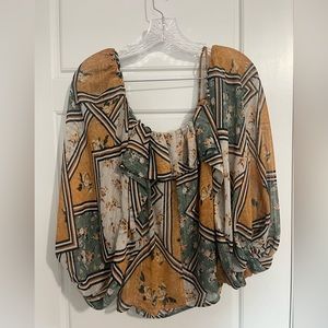 Love Stitch Woman’s  Cold Shoulder Floral Blouse, Medium Beautiful Sheer Fabric